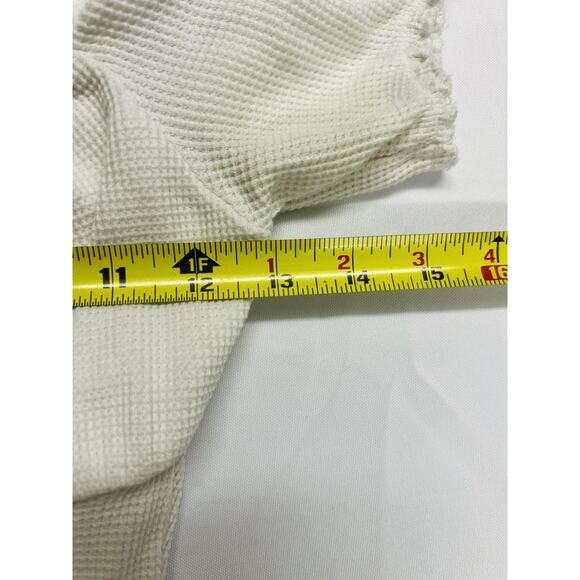 Topshop White Puff Sleeve Waffle Knit Cutout Milkmaid Bodysuit Size XS White - Picture 13 of 14